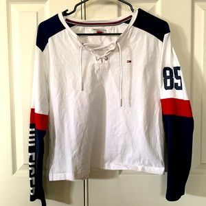 Tommy Hilfiger Denim shirt; drawstring neck; size S/P